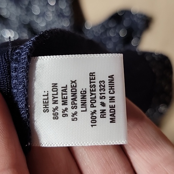 Chaus Size M Navy Blue with Gray and Silver Glittery Sleeveless Top, NEW w/ Tag - Picture 12 of 12